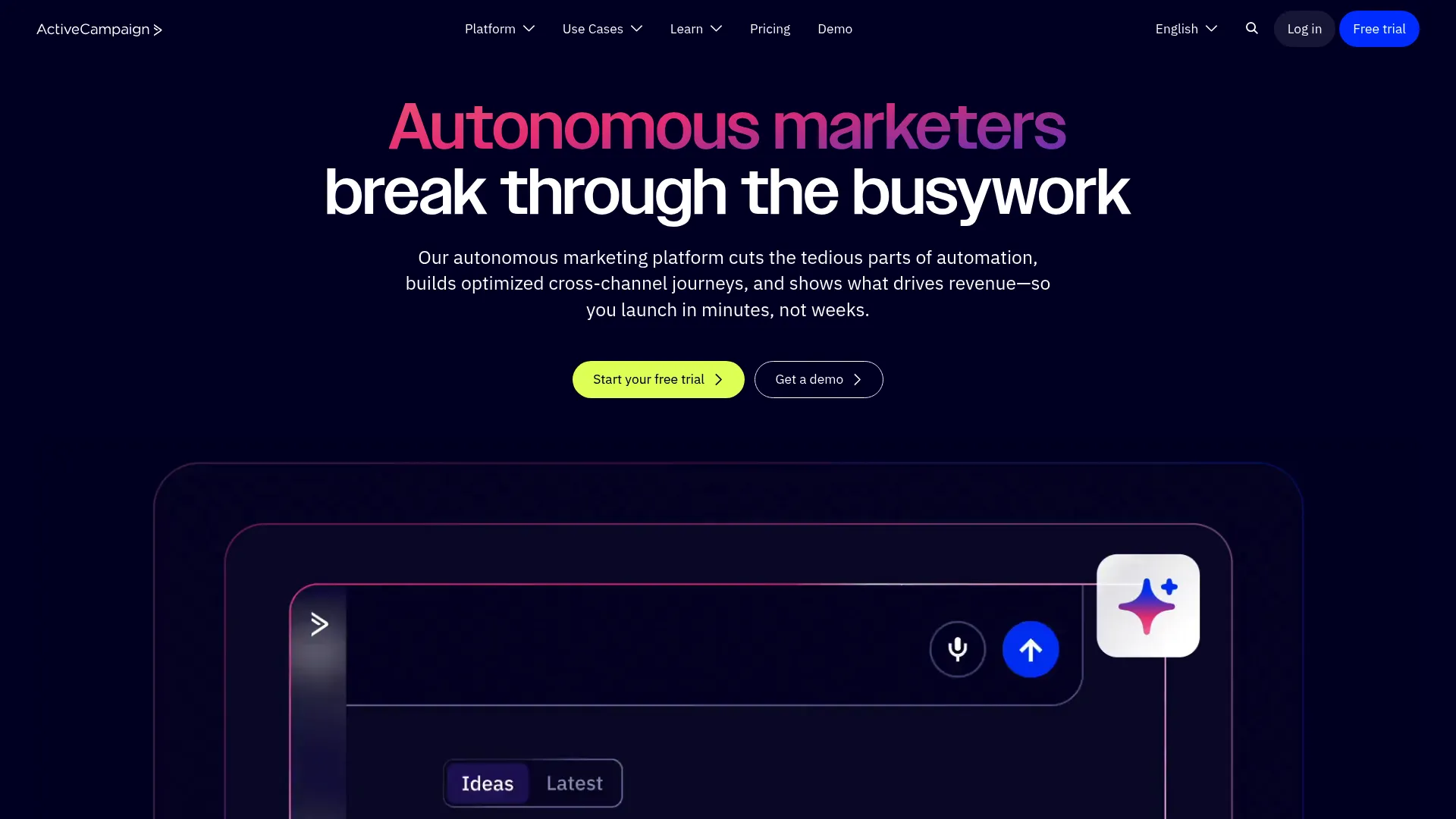 ActiveCampaign automation workflow interface
