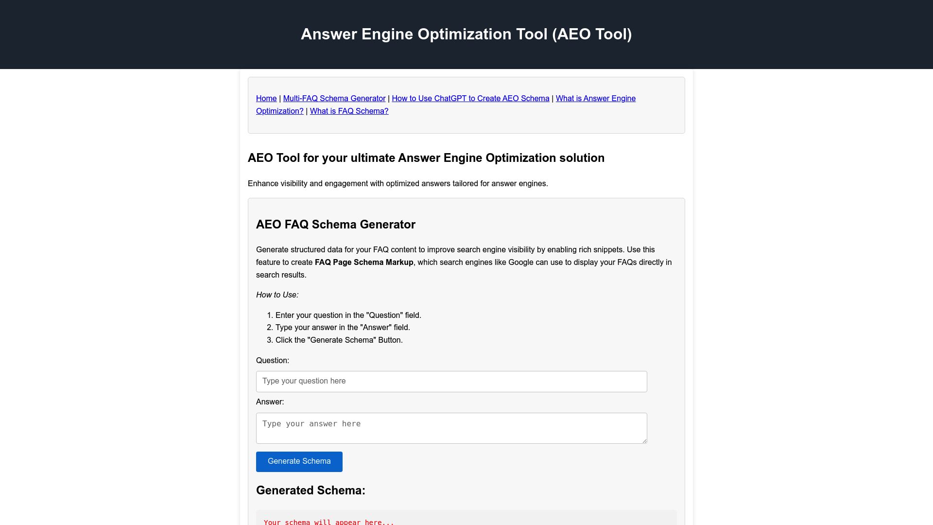AEO Tool Free Schema Generator