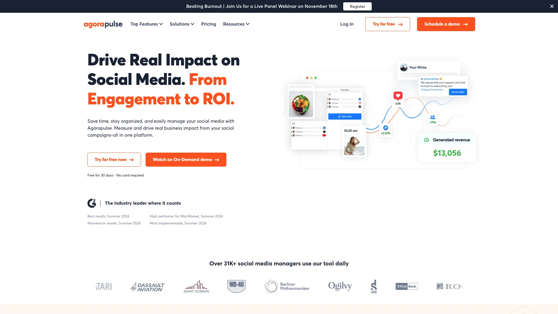 Agorapulse social inbox interface