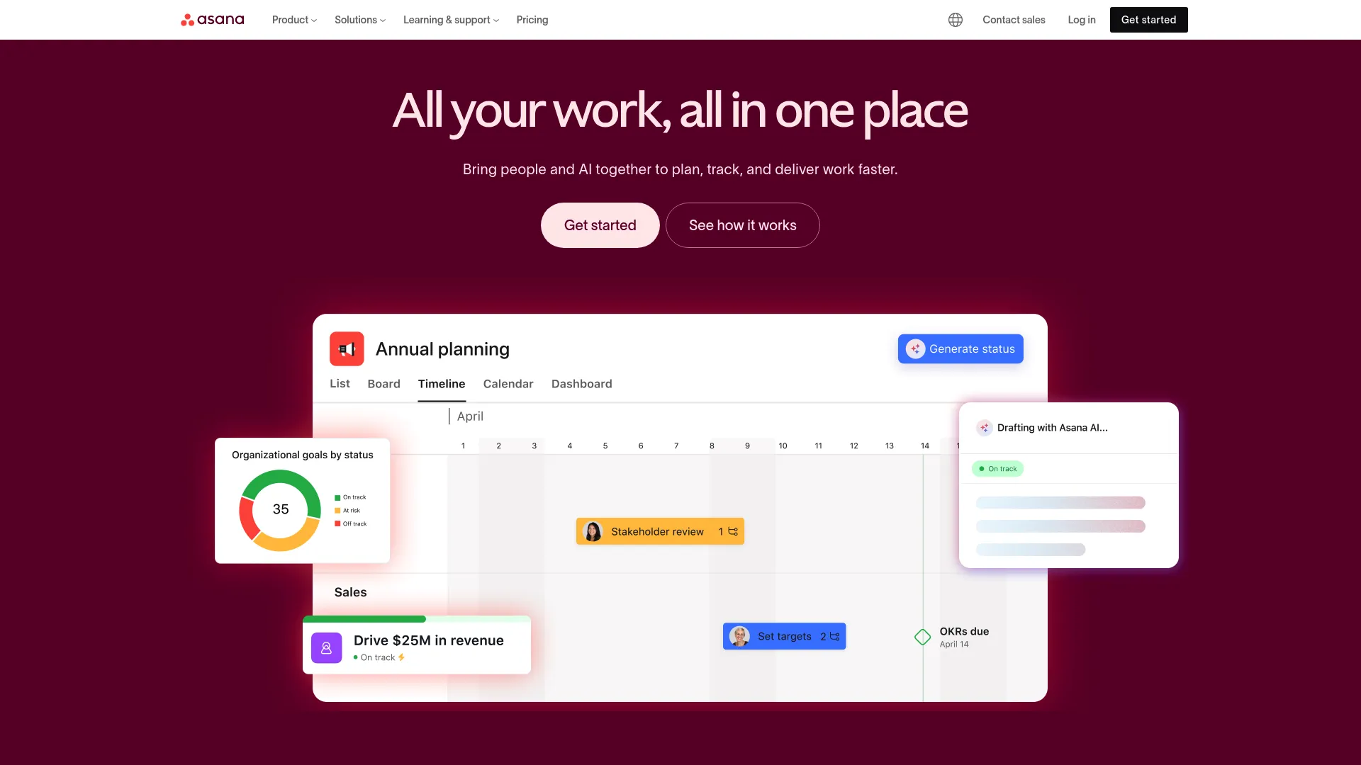Asana task management interface