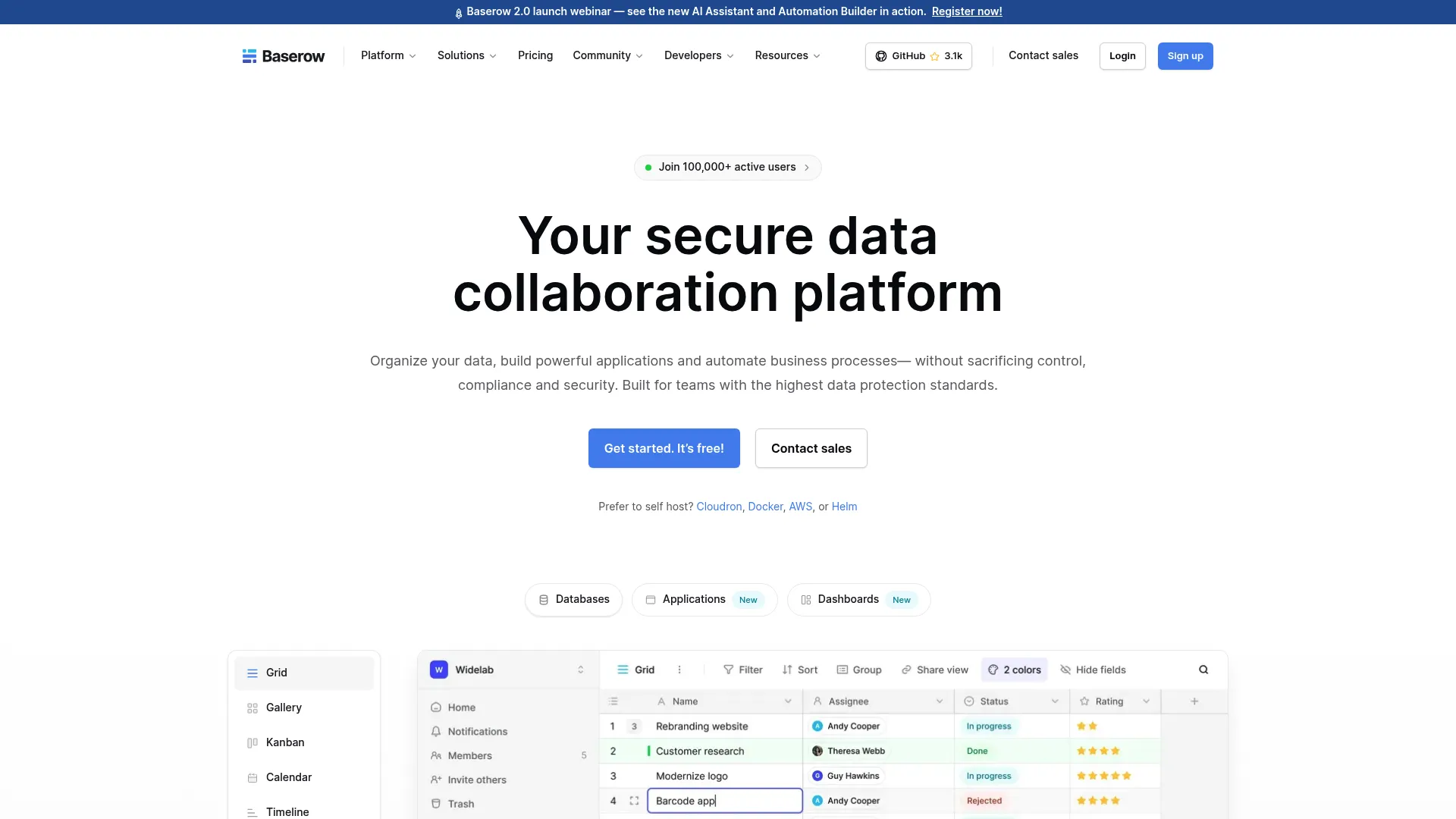 Baserow open-source database interface
