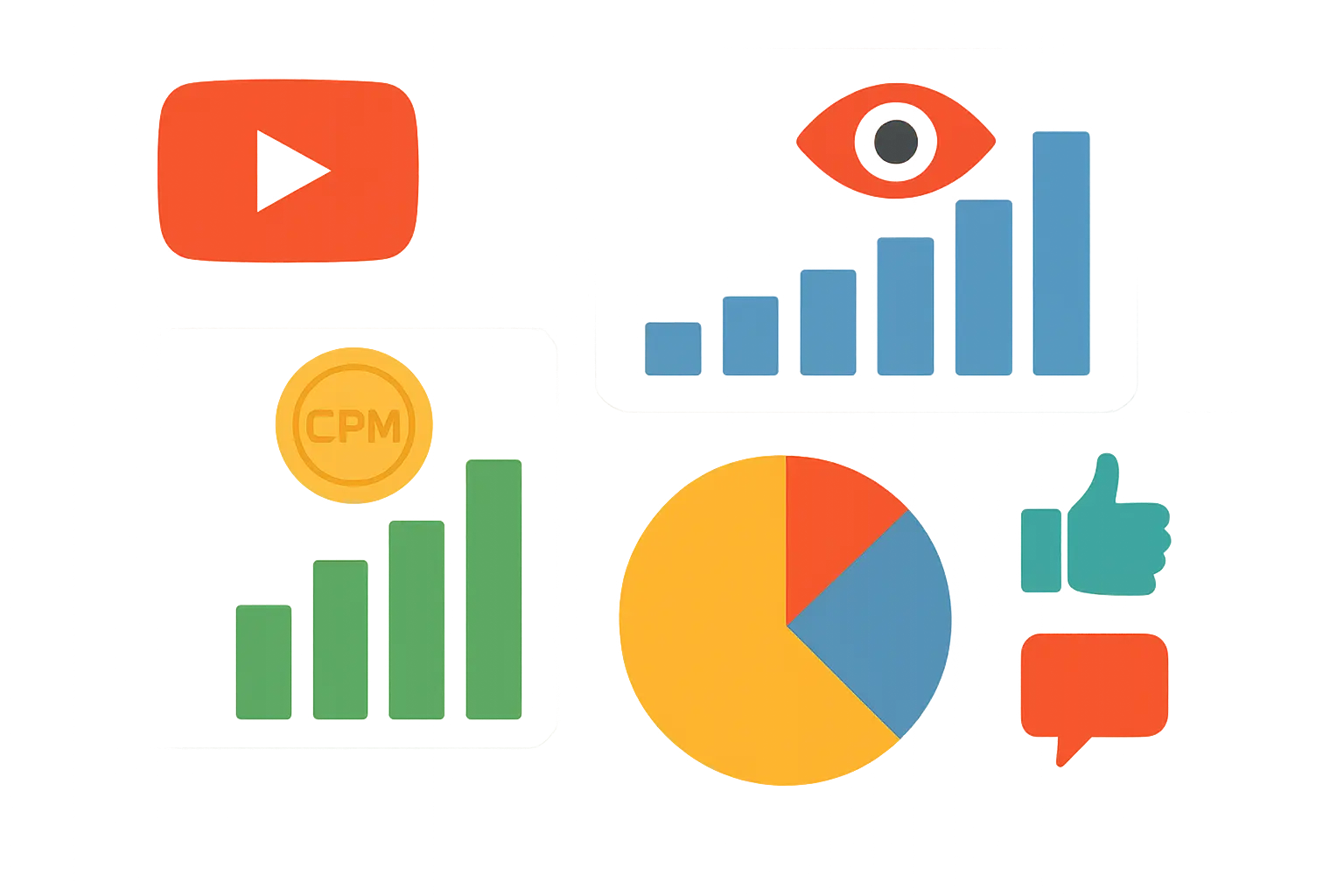 YouTube analytics dashboard showing key revenue metrics