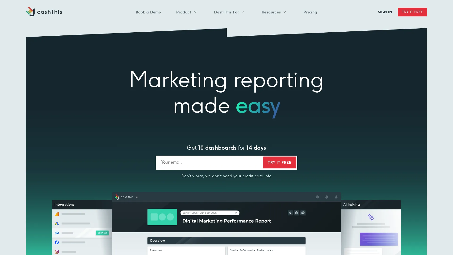 DashThis branded dashboard builder interface