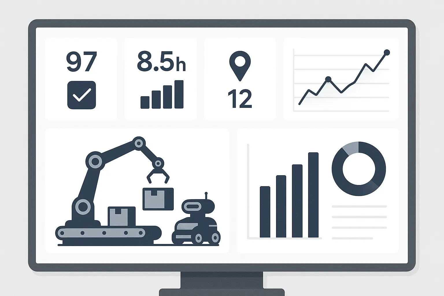 Performance analytics dashboard showing warehouse automation metrics