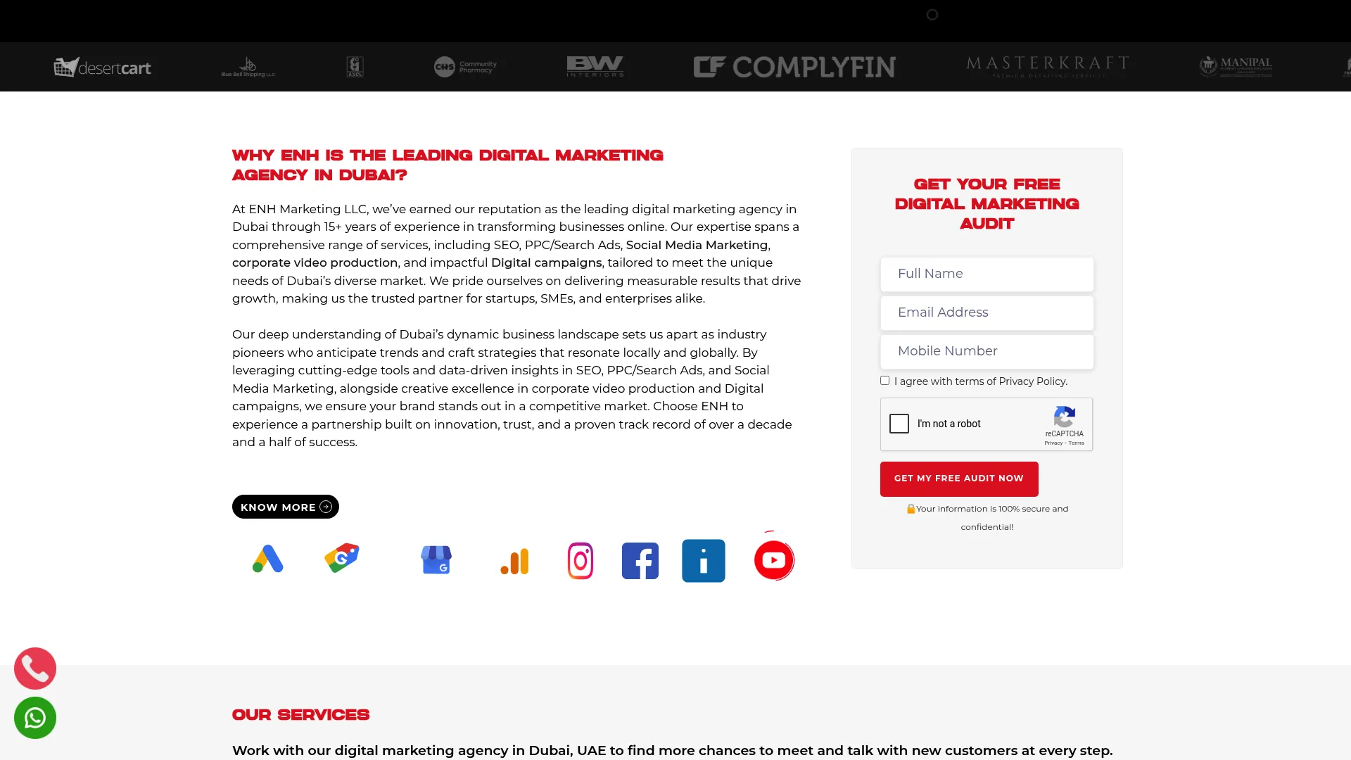 Screenshot of ENH Media's homepage