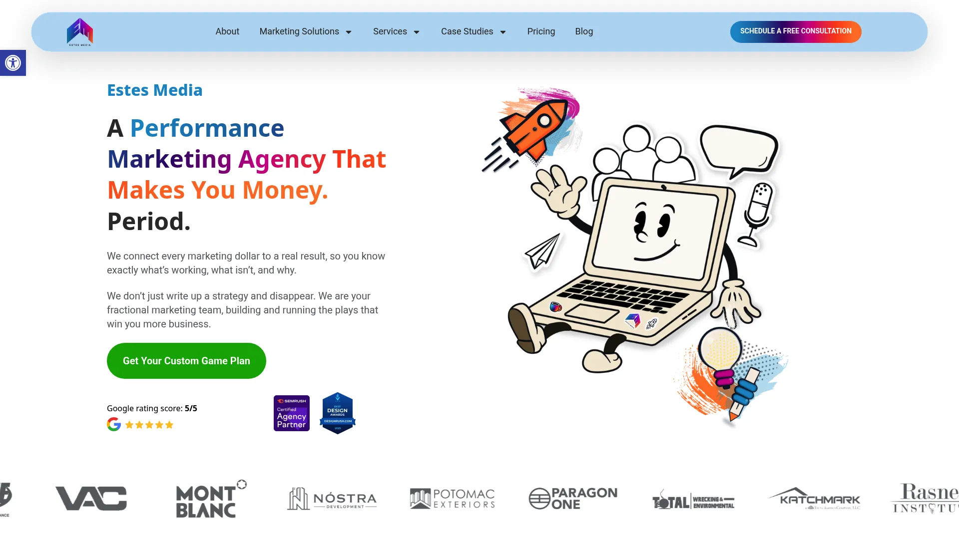 Screenshot of Estes Media homepage