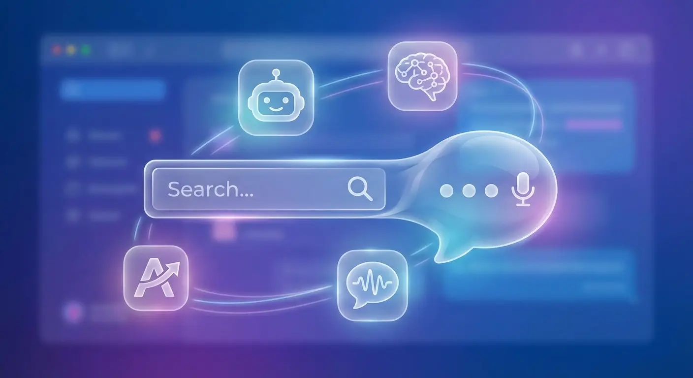 Illustration of LLM optimization and AI search results