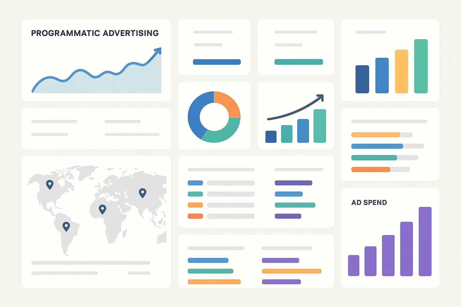 Programmatic advertising dashboard showing campaign performance metrics