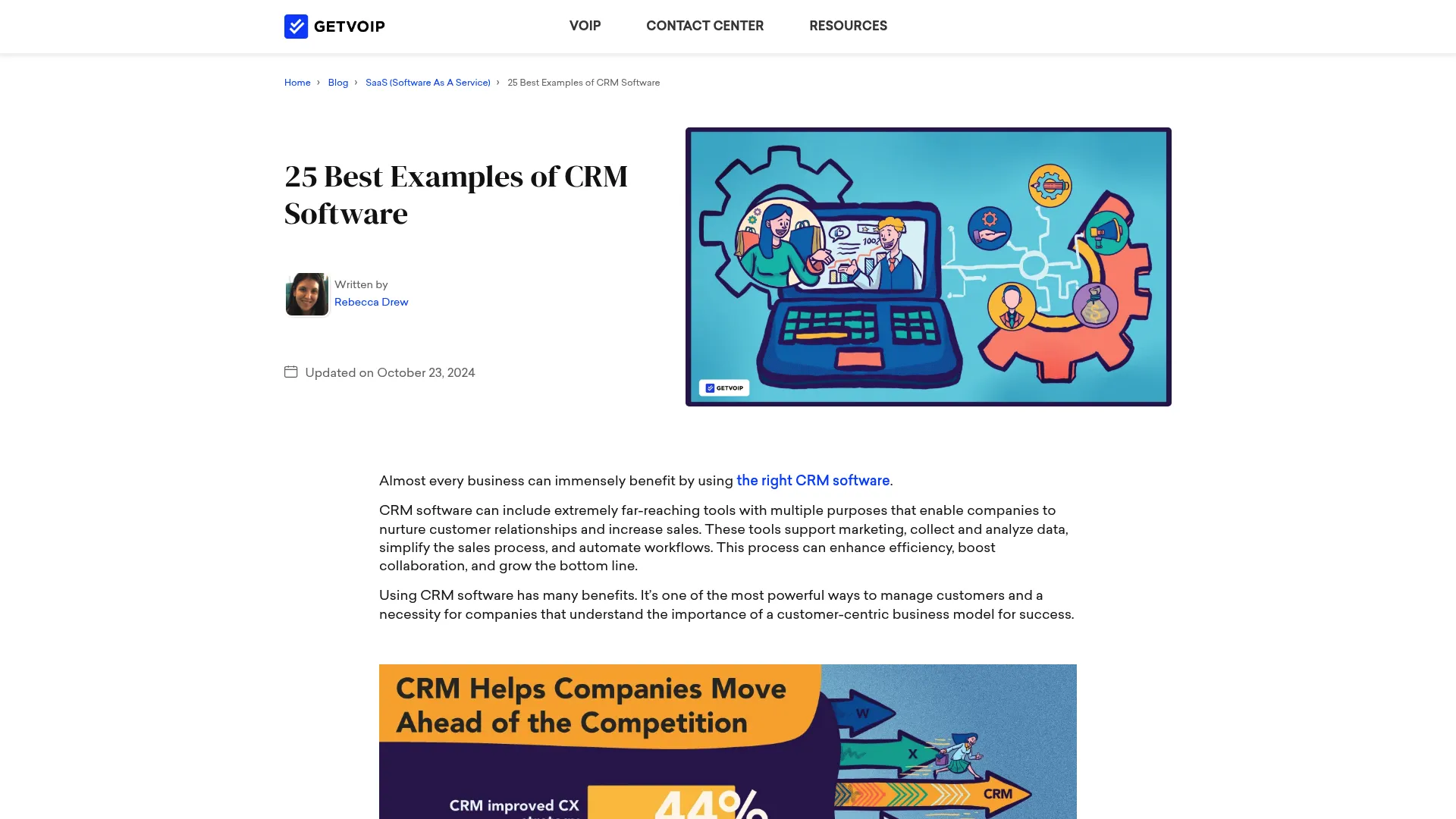 Screenshot of Zoho CRM interface via GetVoIP