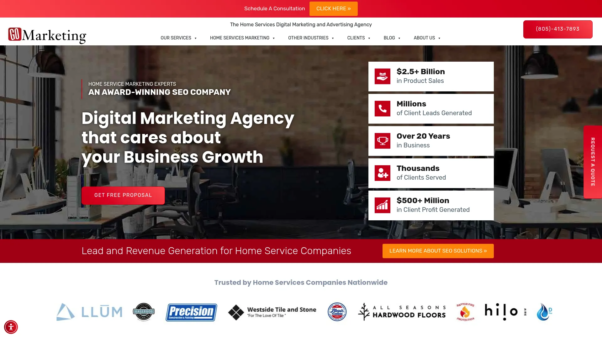 Screenshot of Go Marketing homepage