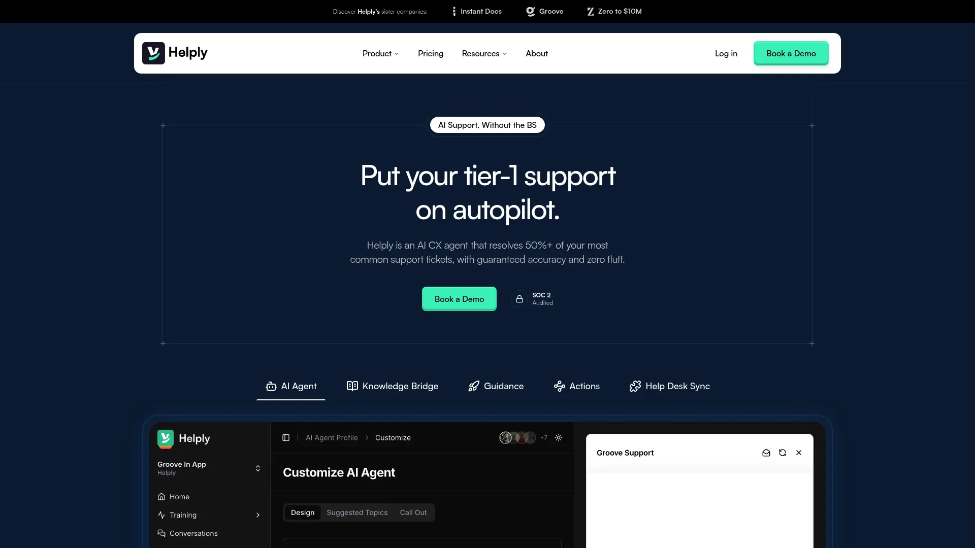 Helply self-learning AI interface