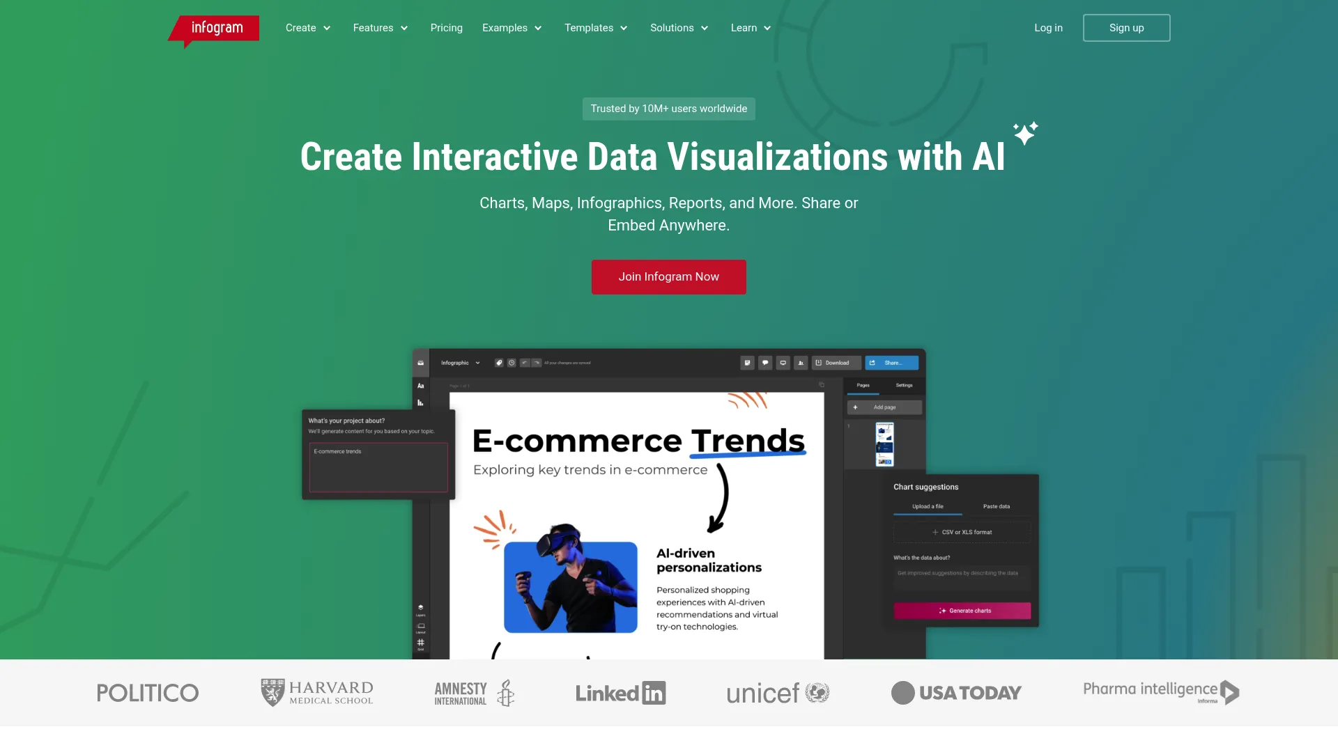 Infogram data dashboard interface