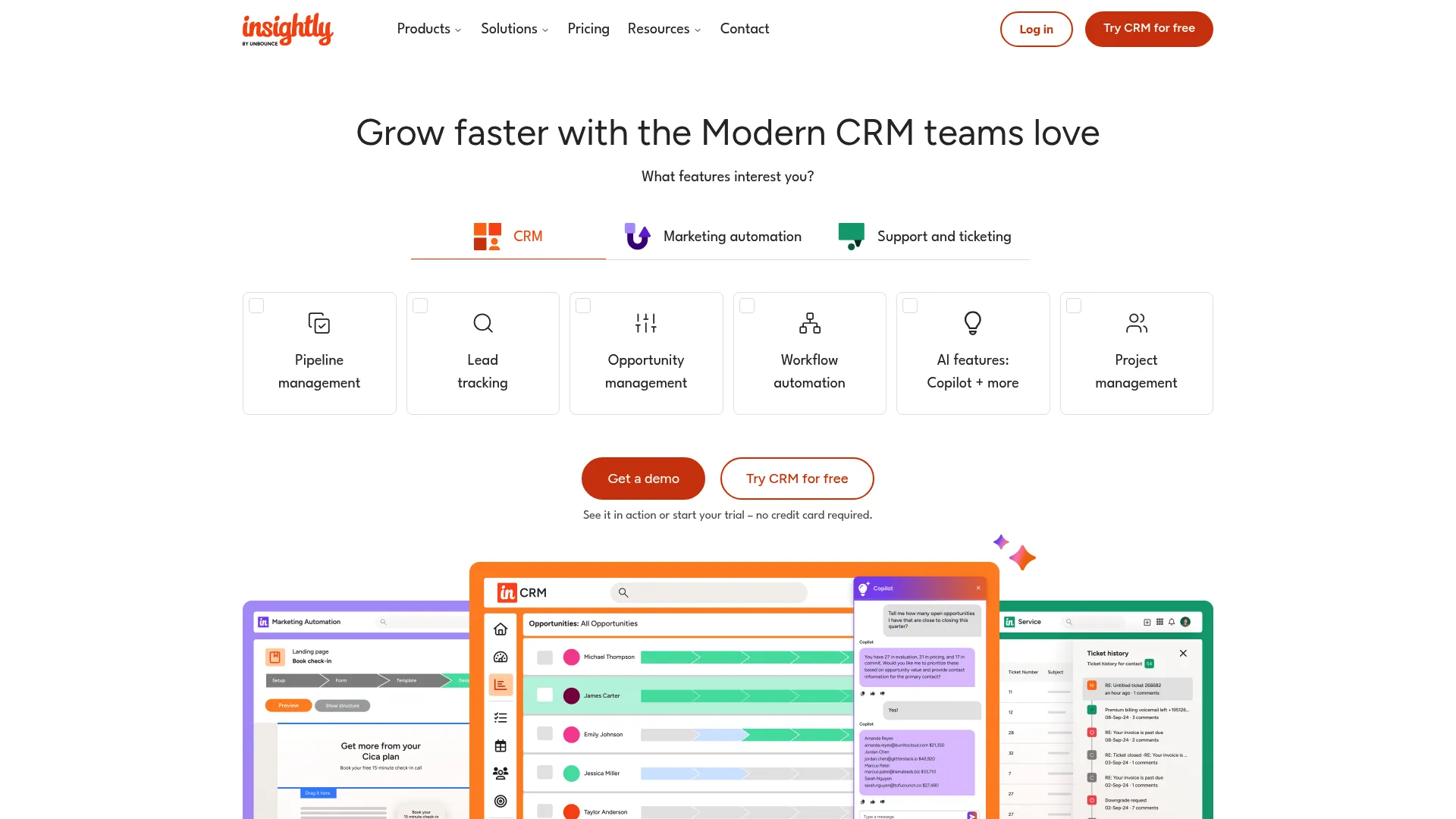 Insightly CRM project management integration