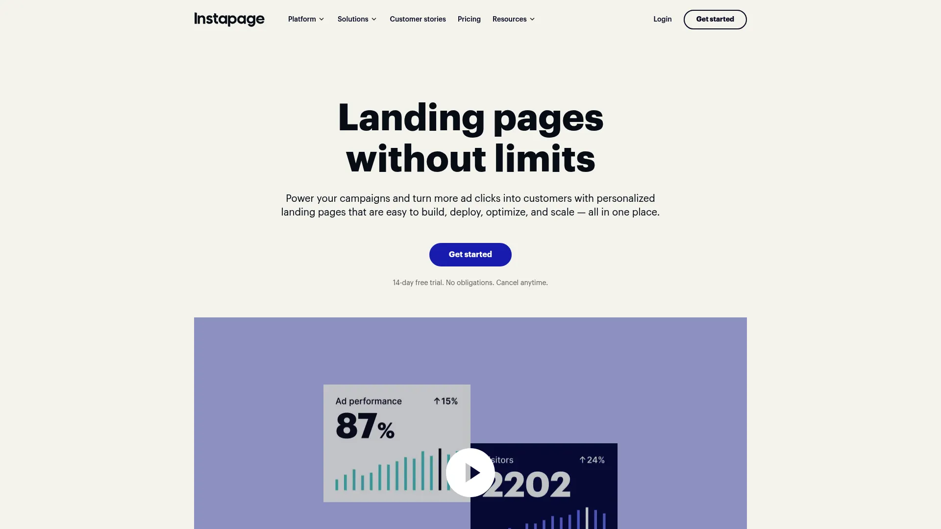 Instapage enterprise collaboration dashboard