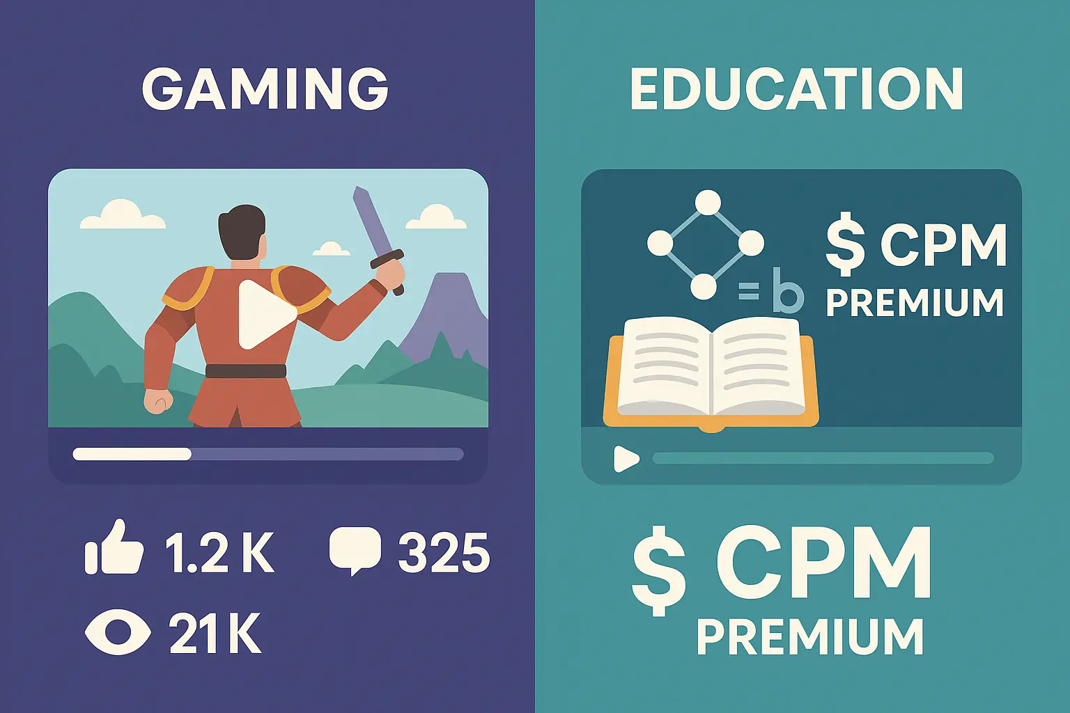 Comparison chart showing different content niche monetization potential