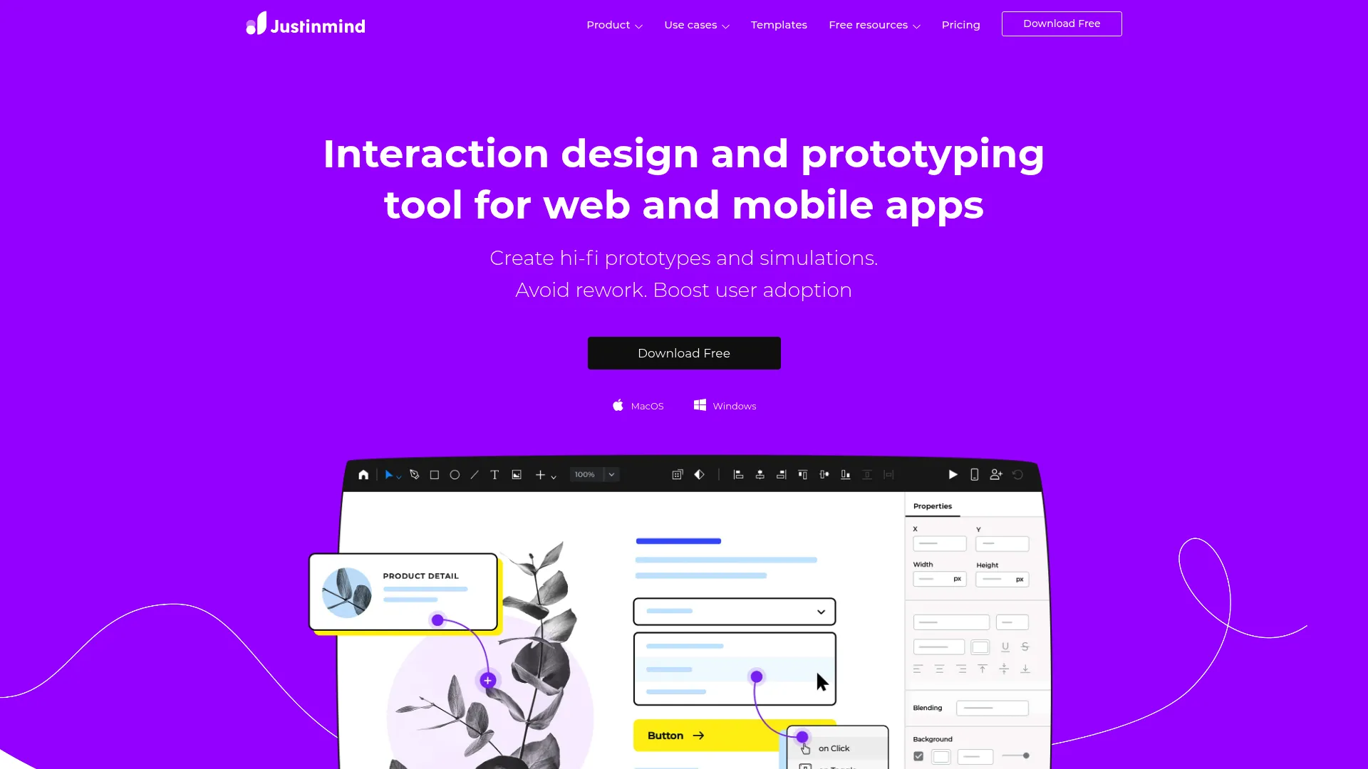 Justinmind advanced prototyping interface