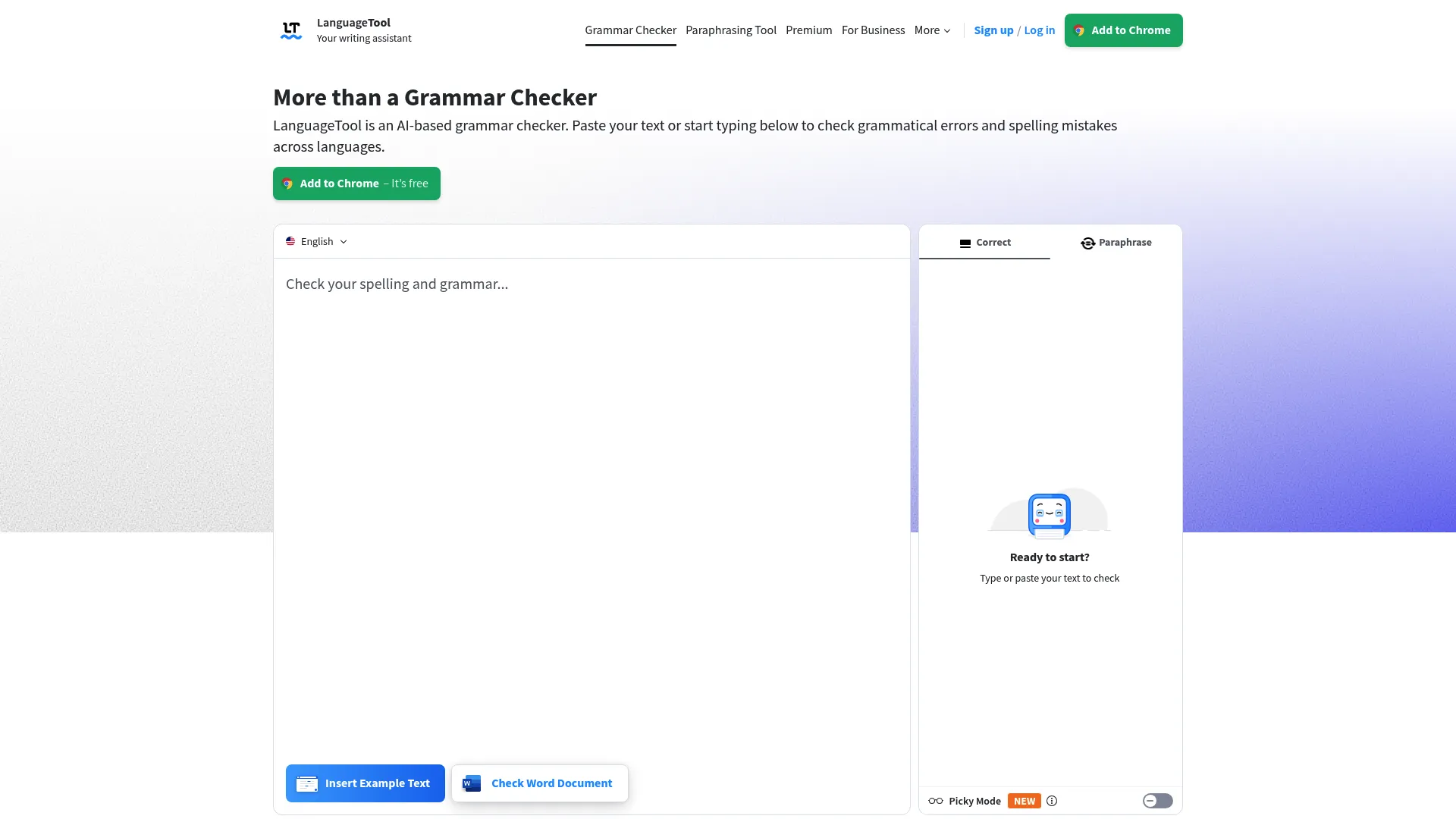 LanguageTool multilingual grammar checking interface