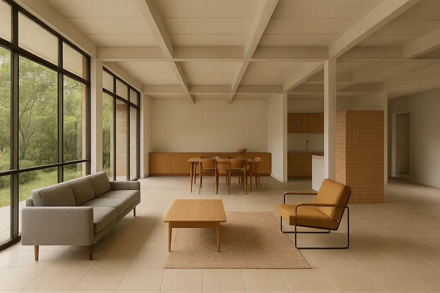 Eames House interior living space