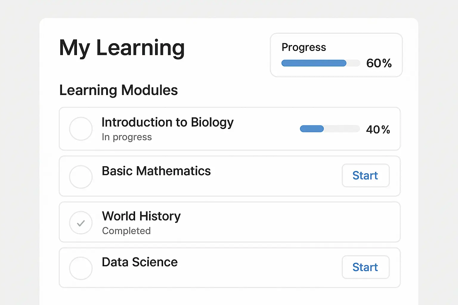 Educational platform case study interface