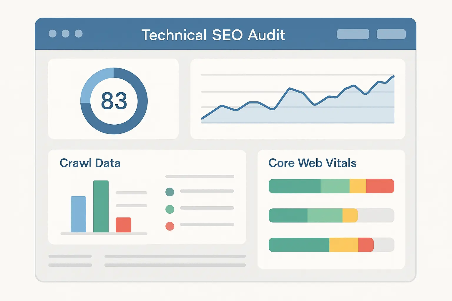Technical SEO audit results dashboard