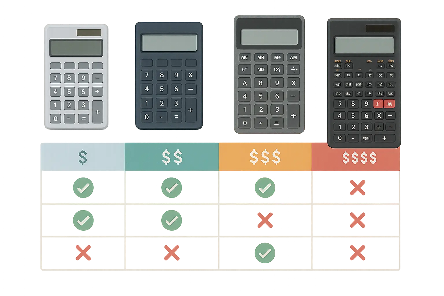 eBay calculator comparison chart