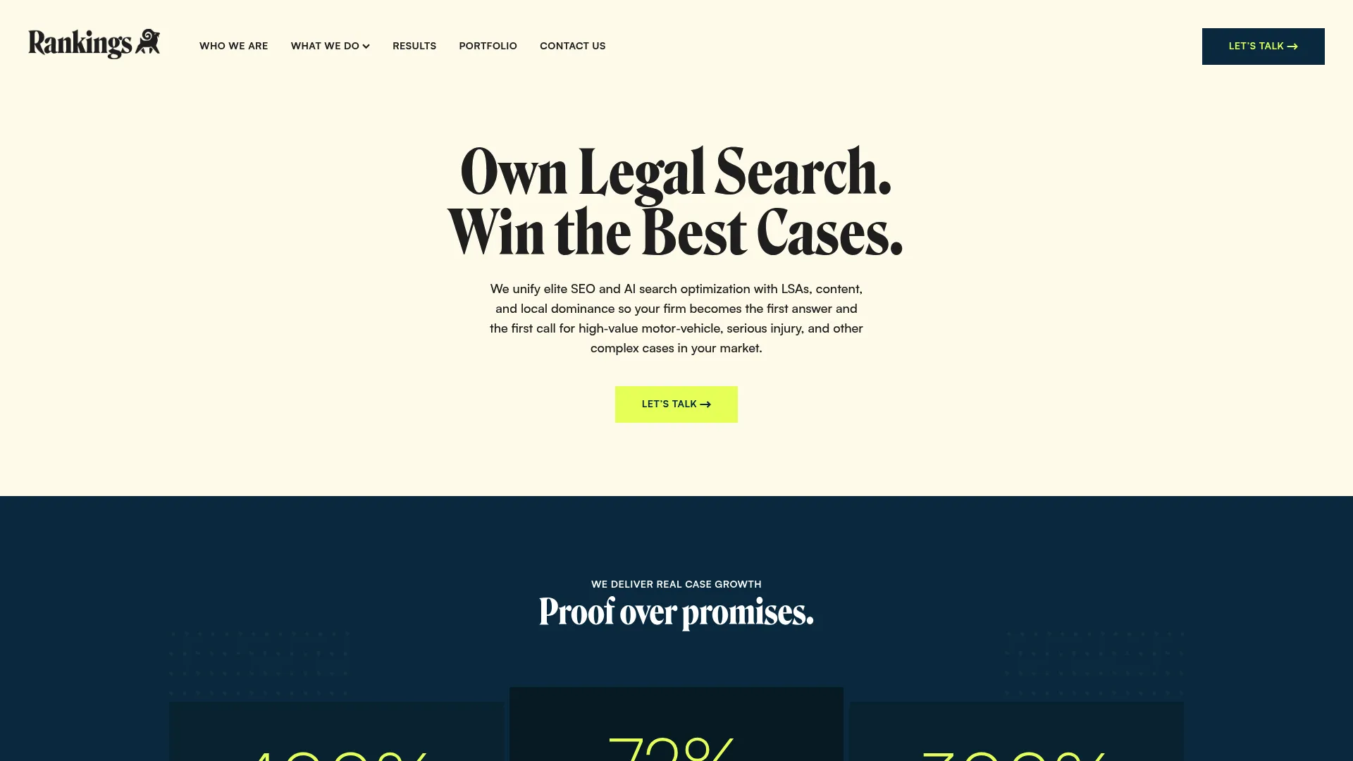 screenshot of rankings.io