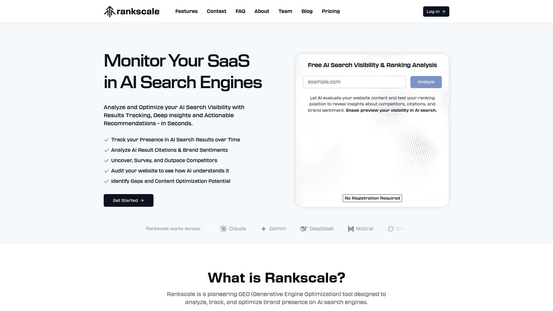 Rankscale AI search tracking dashboard