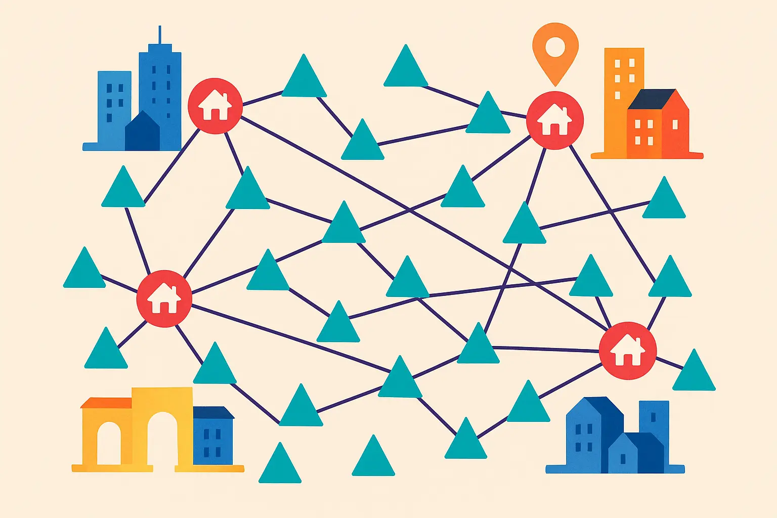 Network effects diagram showing host and guest interactions