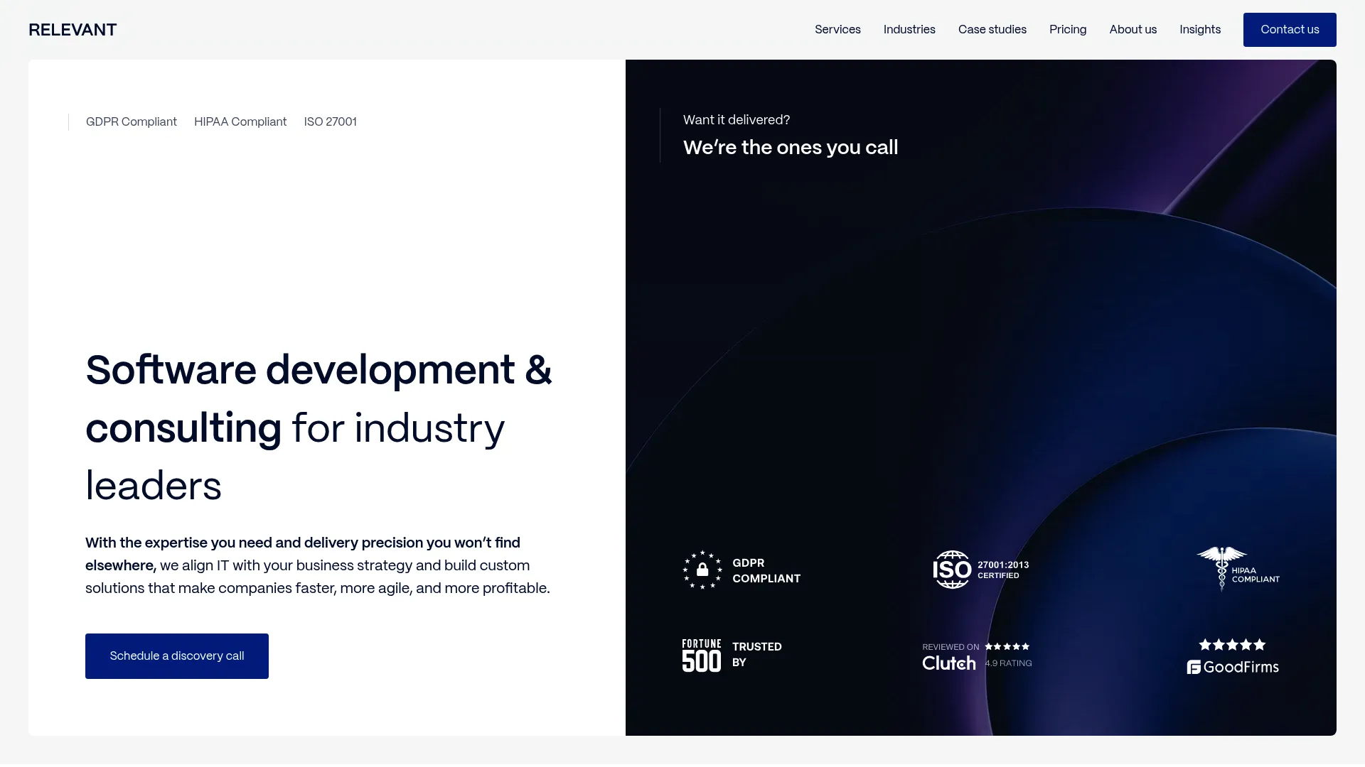 Relevant Software product-first outsourcing company homepage