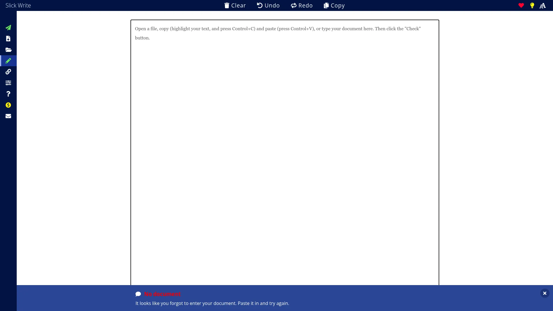 Slick Write free statistical analysis dashboard
