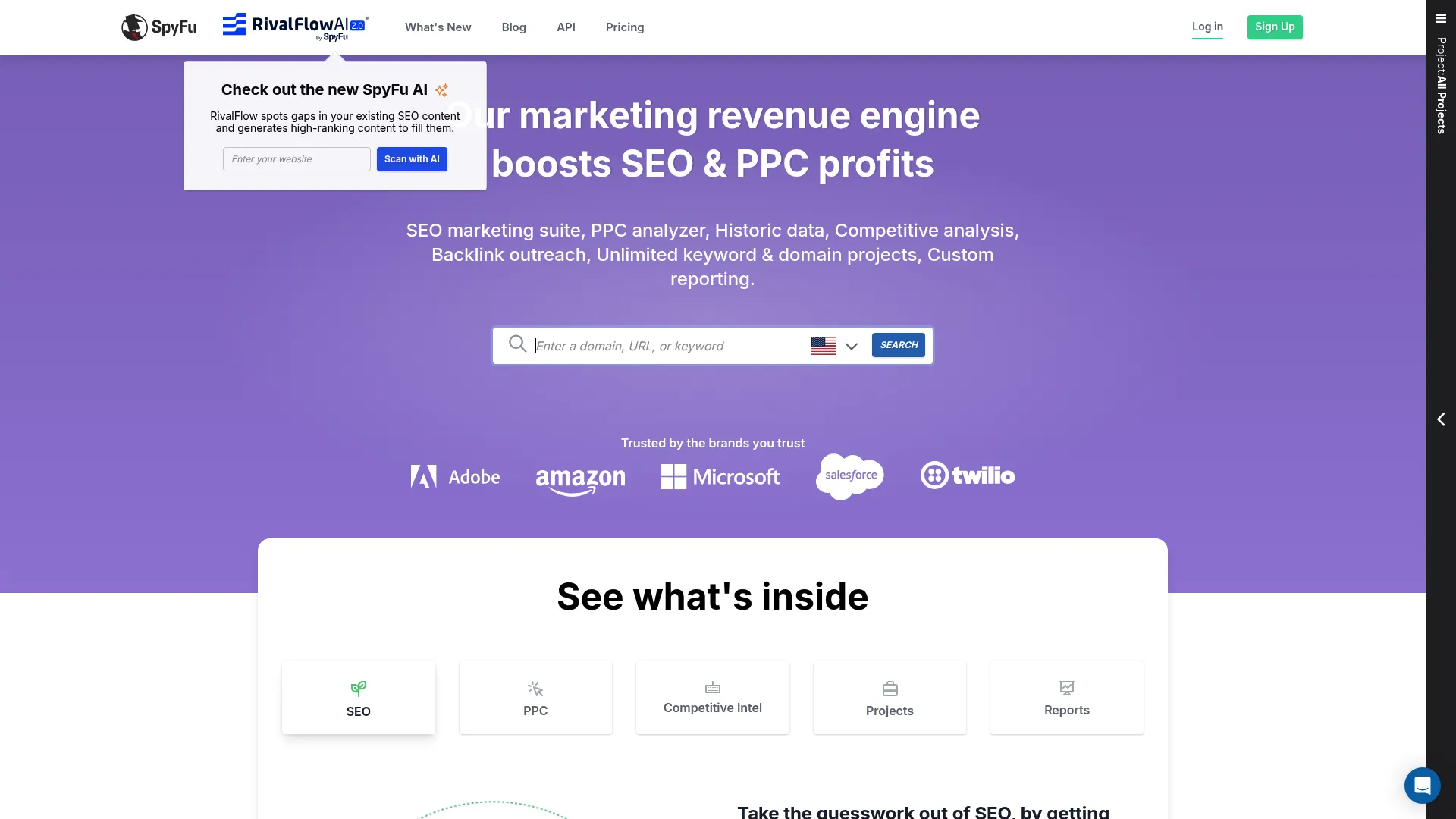 SpyFu competitor analysis dashboard