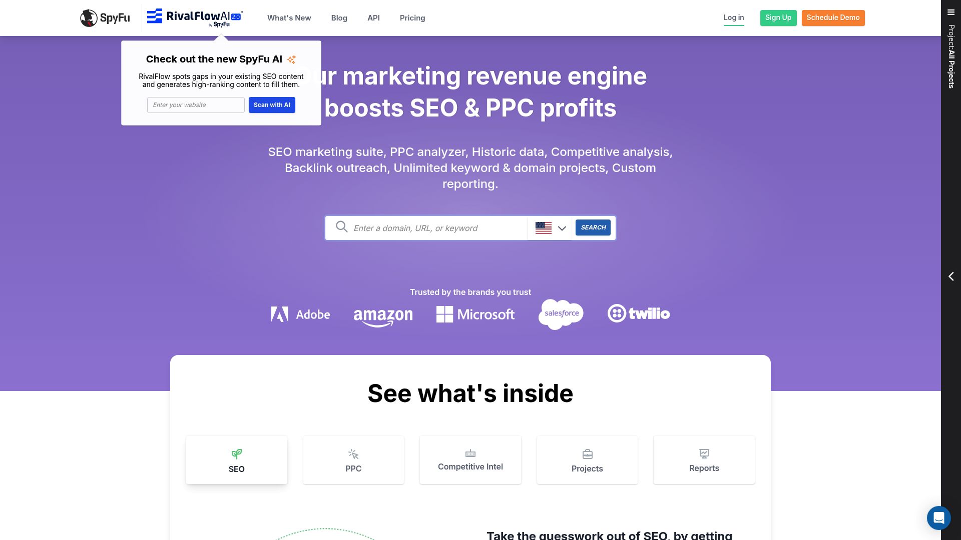 SpyFu competitor analysis dashboard