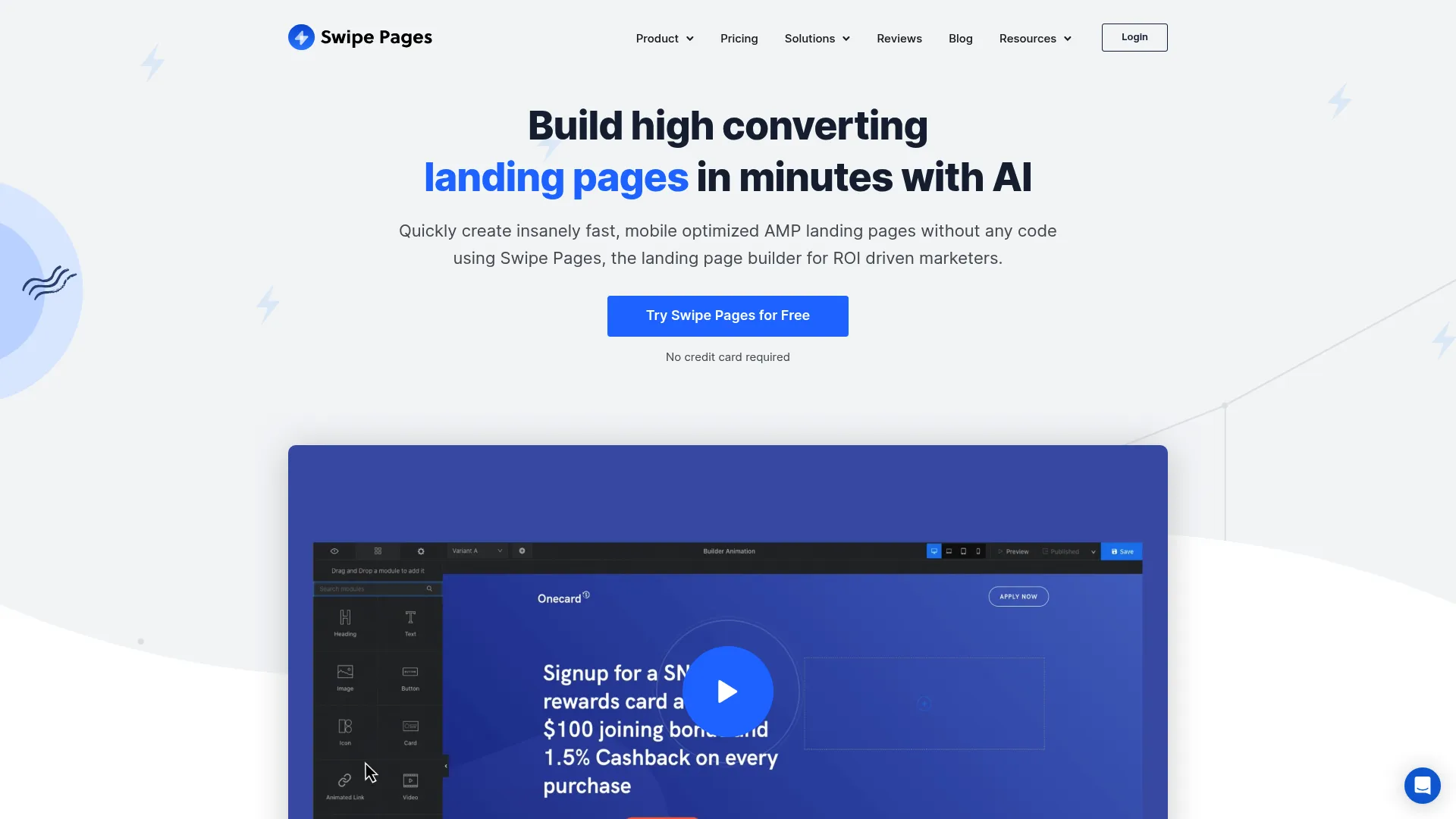 Swipe Pages landing page builder interface