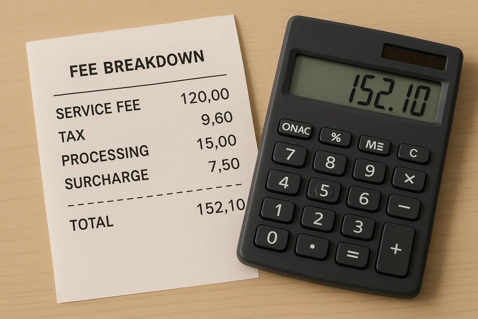 Manual Etsy fee calculation worksheet