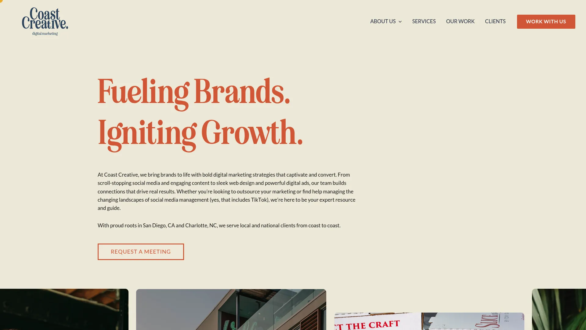 Coast Creative homepage screenshot showing visual portfolio