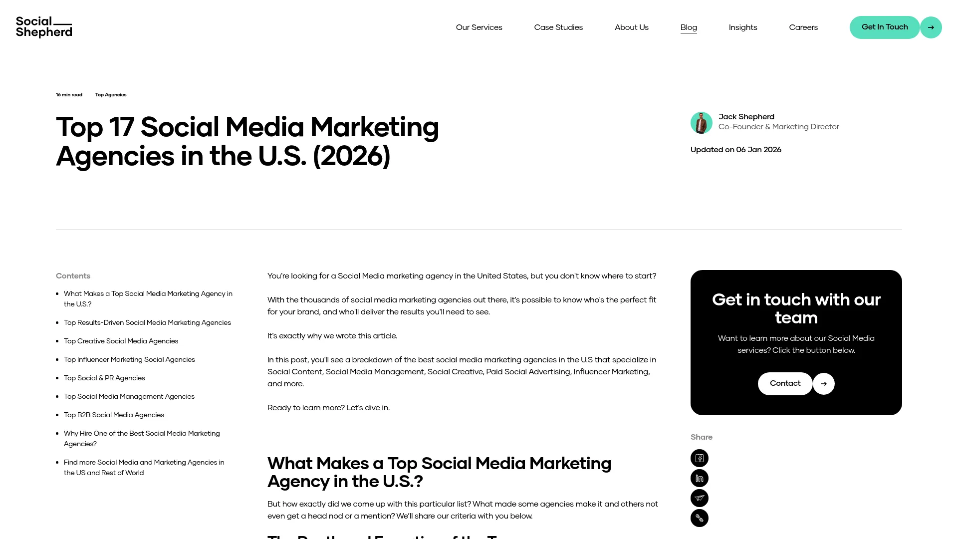 Screenshot of The Social Shepherd website