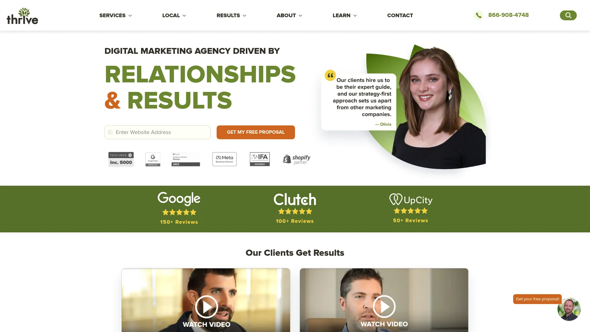 screenshot of thriveagency.com