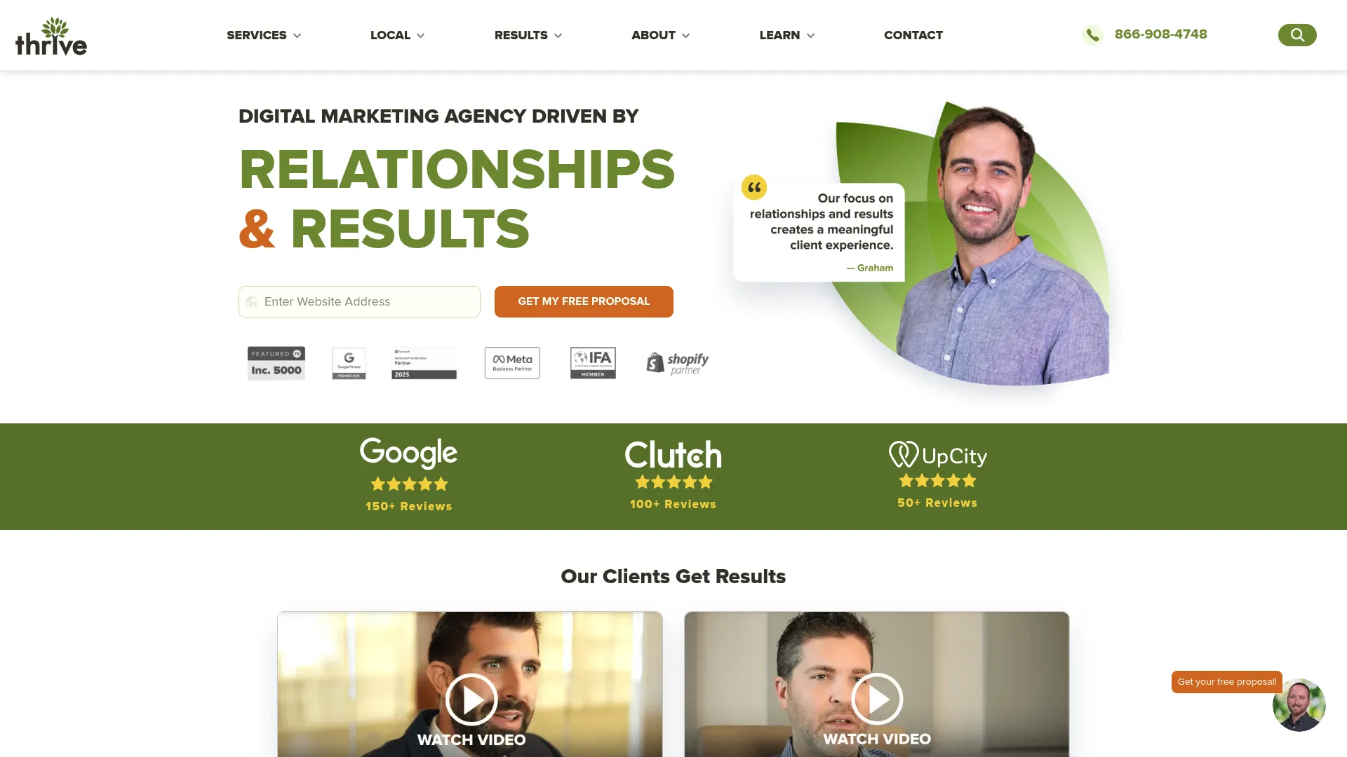 screenshot of thriveagency.com