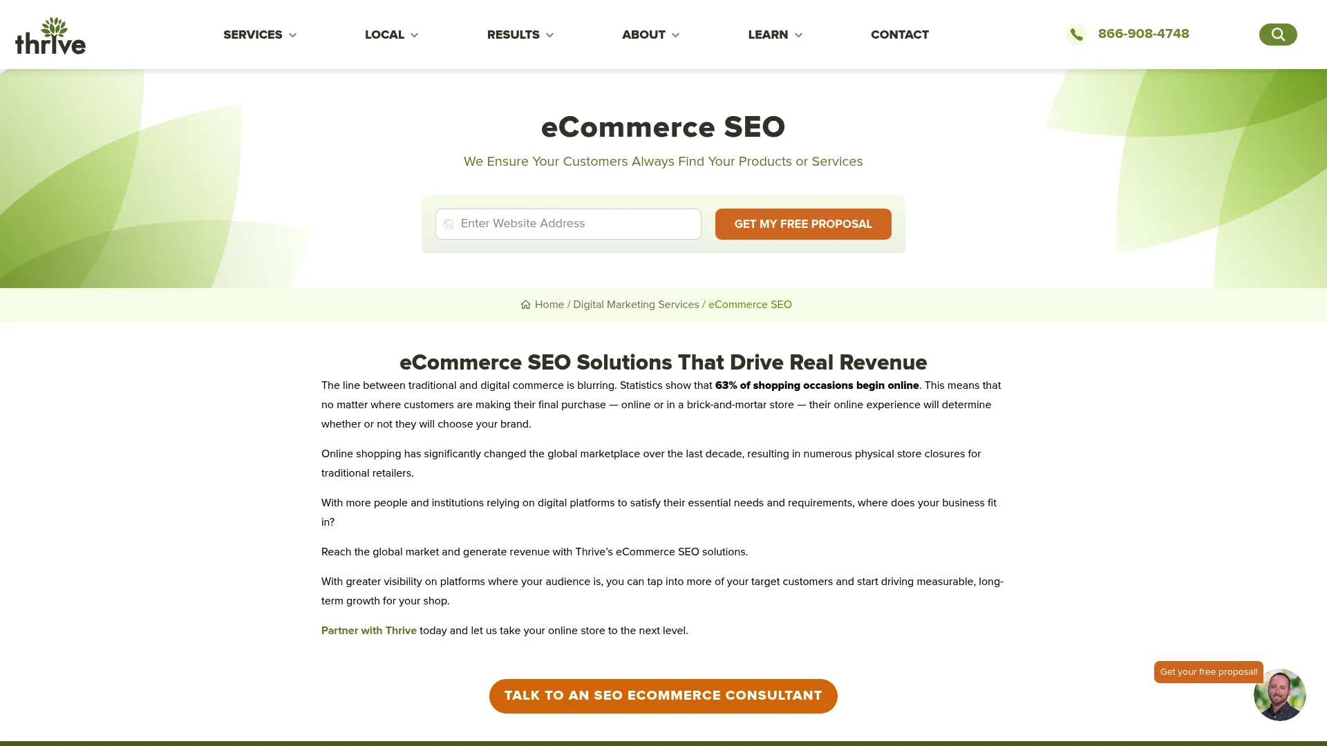 Thrive Internet Marketing Agency Homepage Screenshot