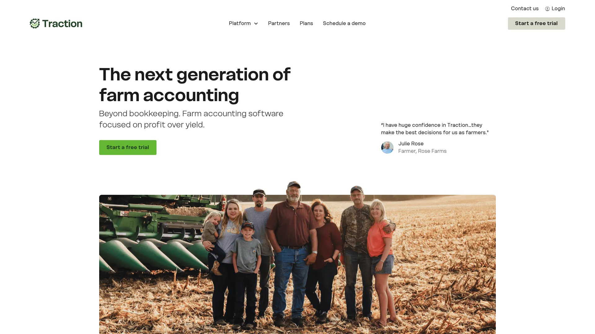 Traction Ag Dashboard showing field profitability