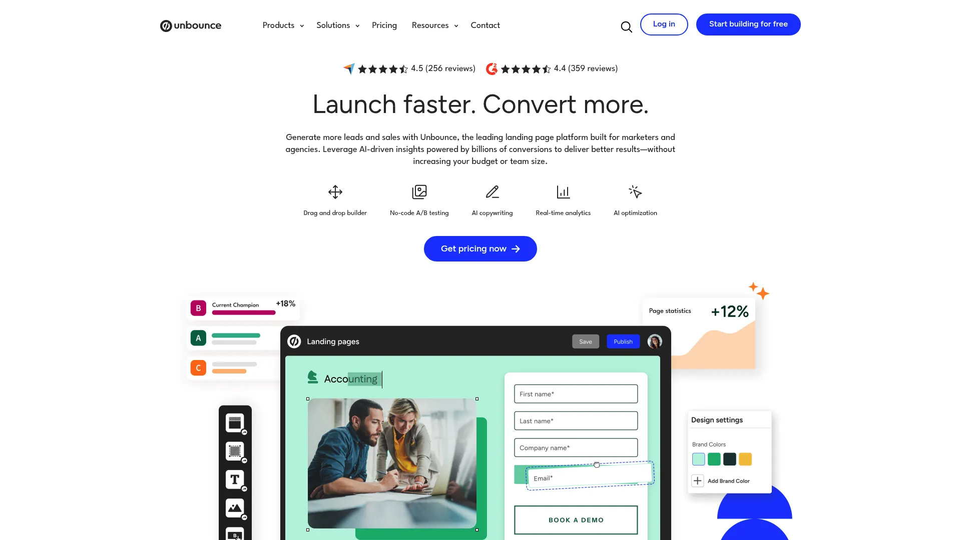 Unbounce Smart Traffic AI optimization interface