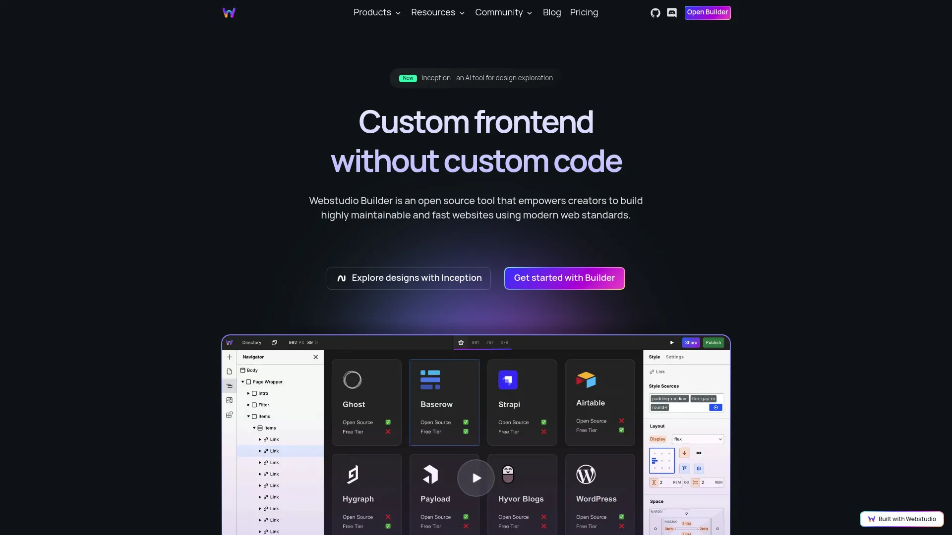 Webstudio website builder interface