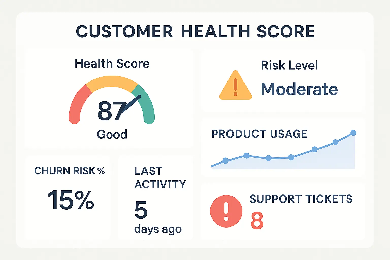 Customer health scoring dashboard with risk indicators