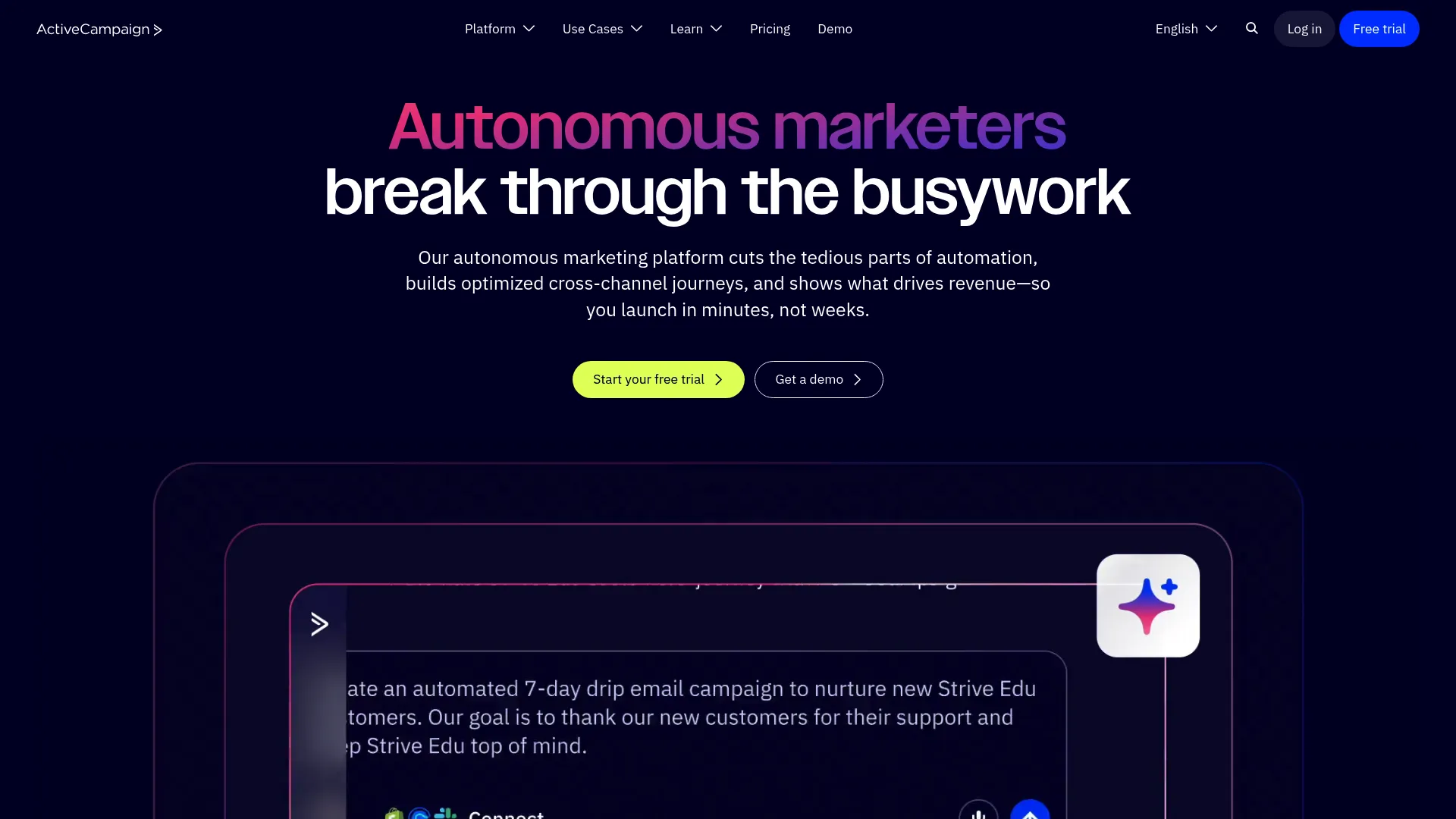 ActiveCampaign automation workflow builder interface