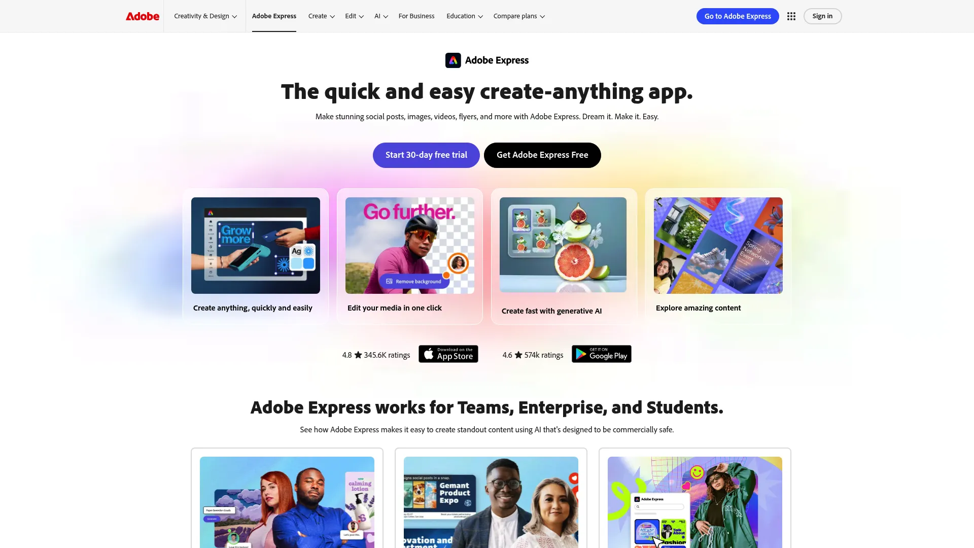 Adobe Express interface screenshot