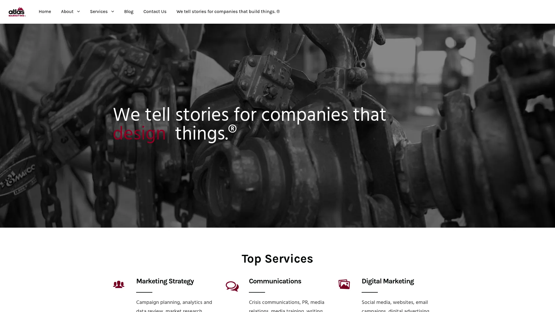 Screenshot of Atlas Marketing homepage