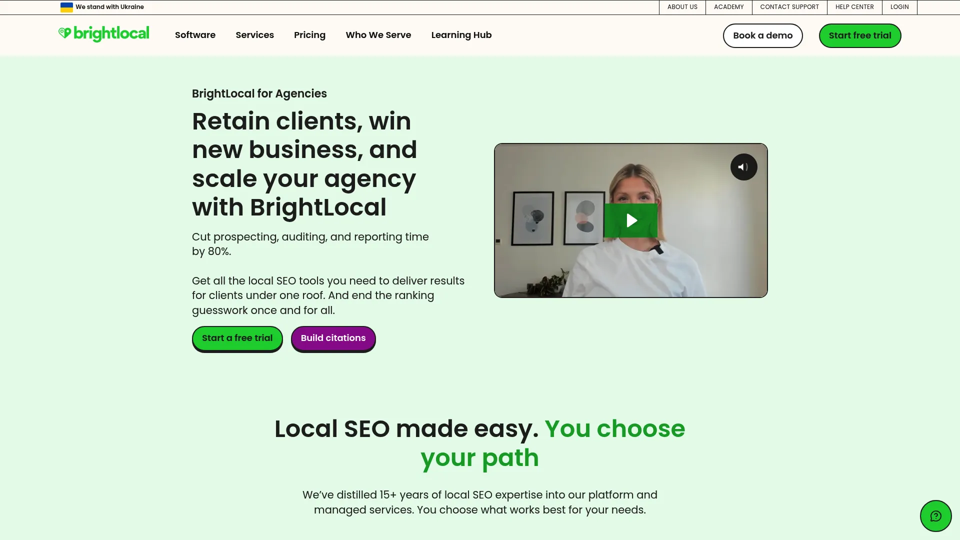 Bright Local local SEO dashboard with heatmap