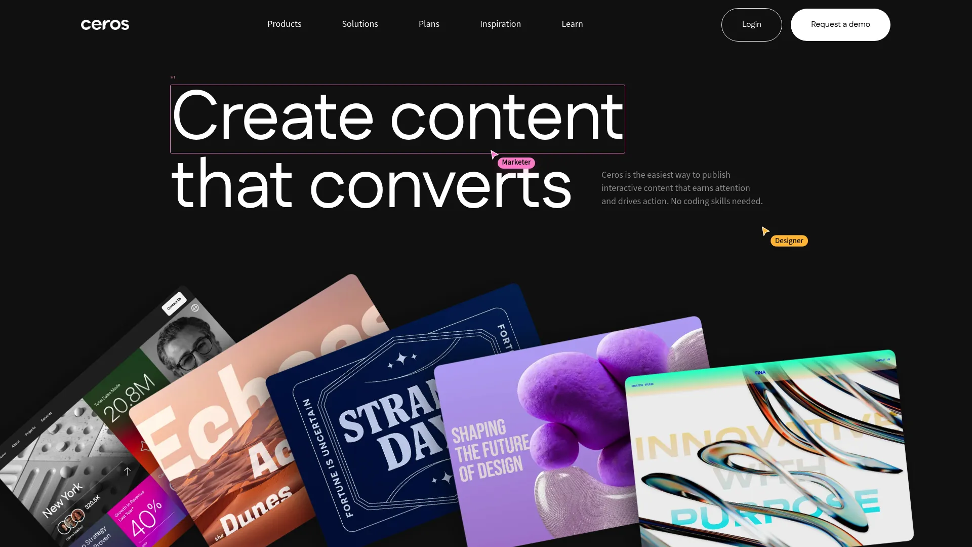 Ceros interactive content creation interface