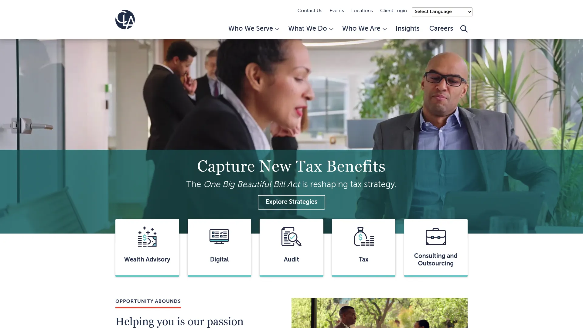 CliftonLarsonAllen valuation services homepage