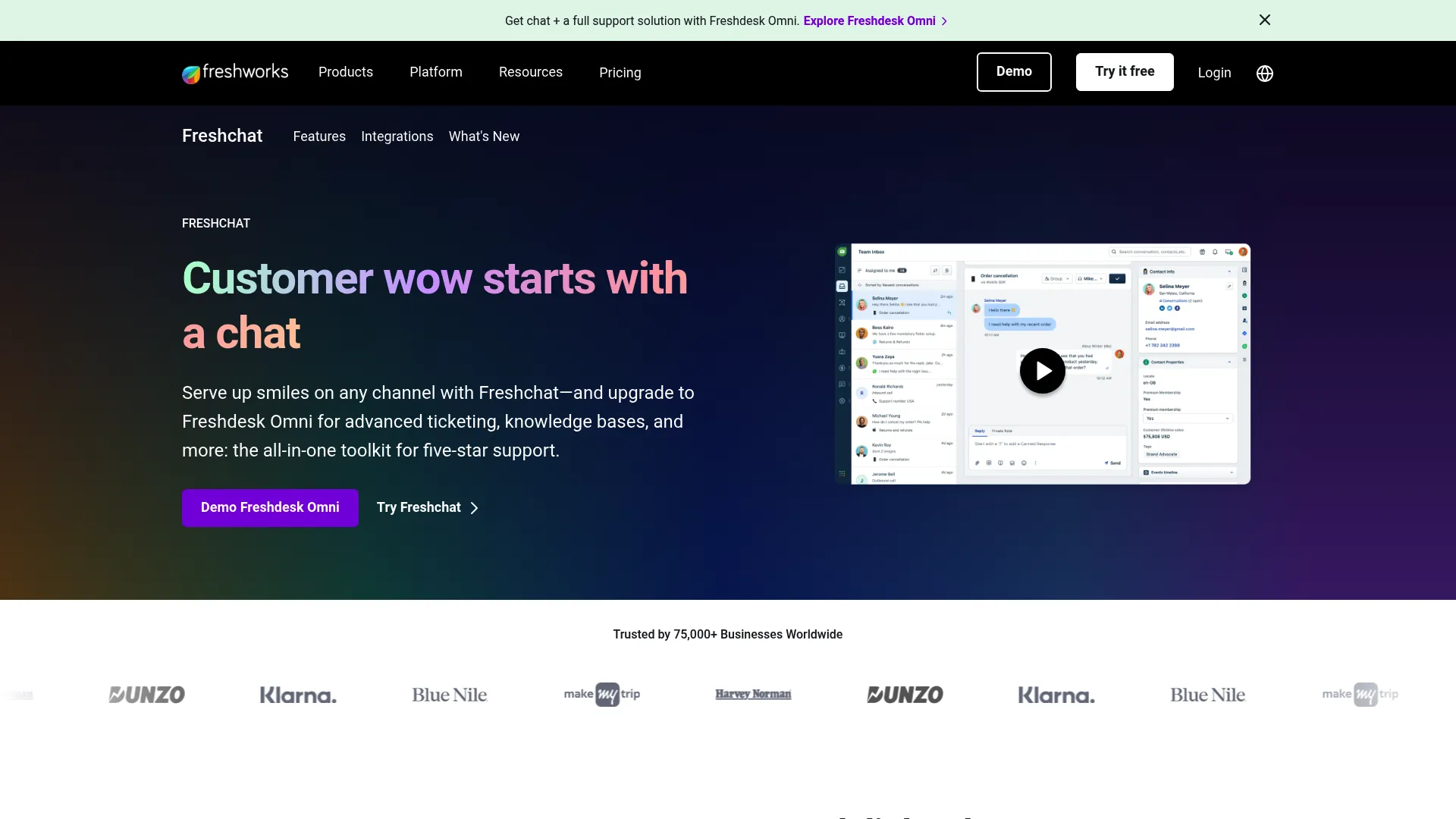 Freshchat omnichannel messaging platform